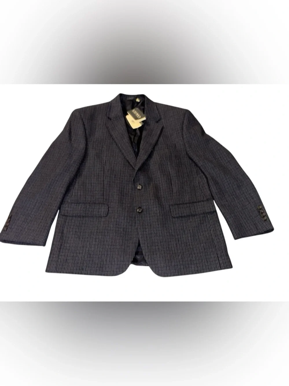 NWT LAUREN RALPH LAUREN navy Houndstooth 2 button lambs wool Blazer coat sz 42s
